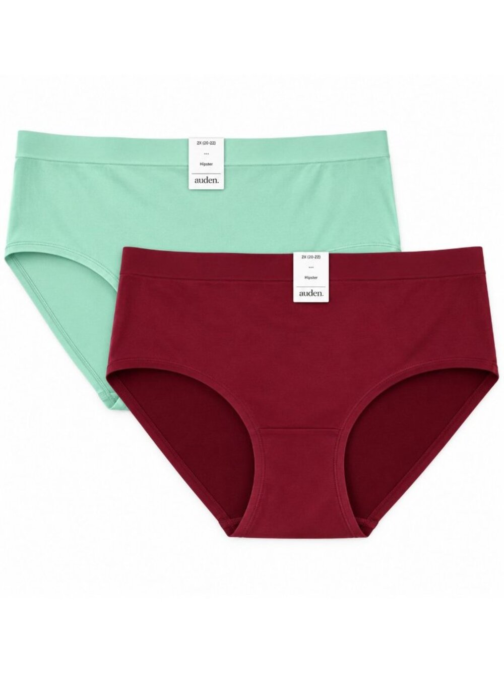 Auden Hipster Briefs 2X 20-22 - 2-Pack Burgundy & Mint
